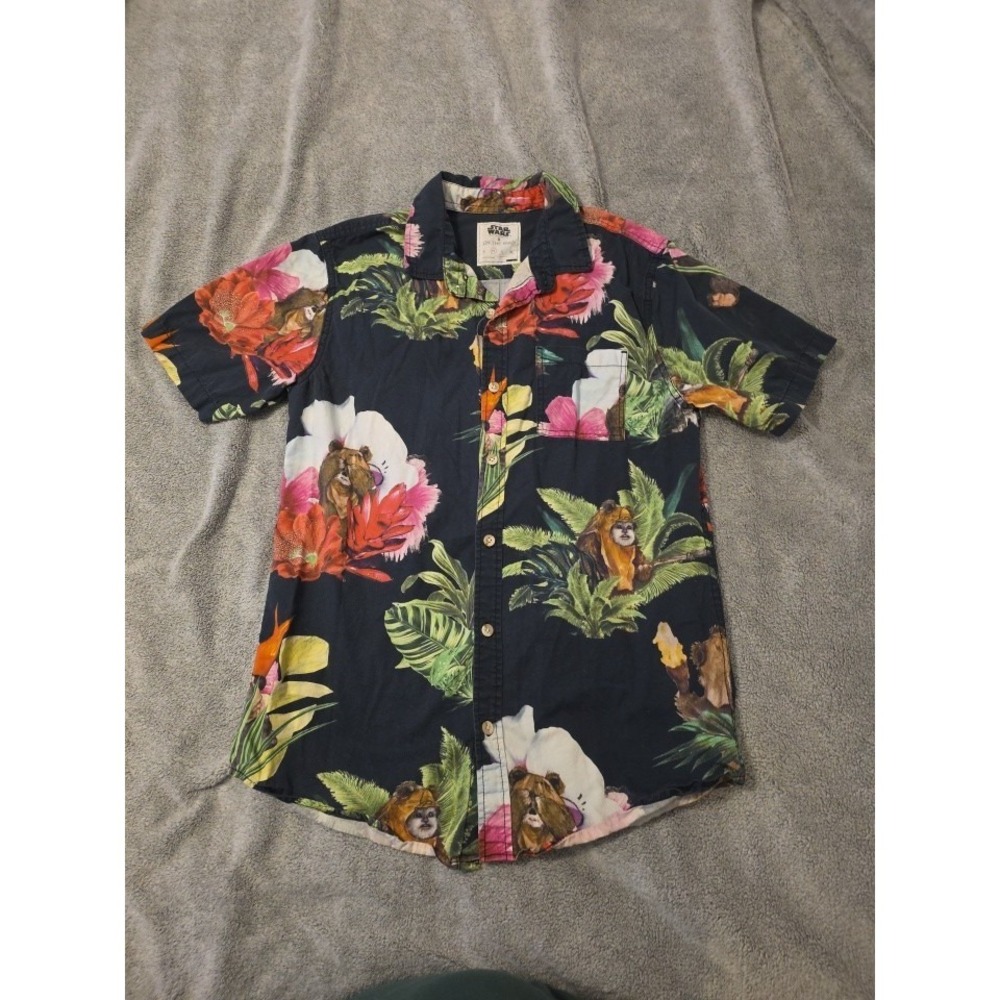 Star Wars X‎ On The Byas Ewok Graphic Tropical Hawaiian Shirt Men's M Festival